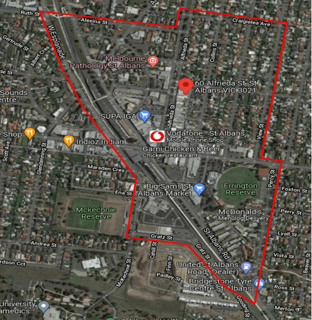 Map of designated area in St Albans. Exact description in the copy above. 