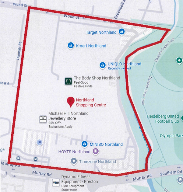 Public notice: Northland Shopping Centre - Monday 1 December 2025 to 28 February 2026