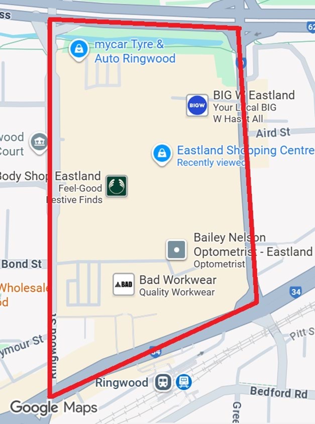 Public notice - Designated map - Eastland Shopping Centre 