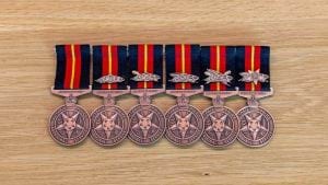 Six medals for Aboriginal Service, service for 10, 15, 20, 26 and 30 years. 